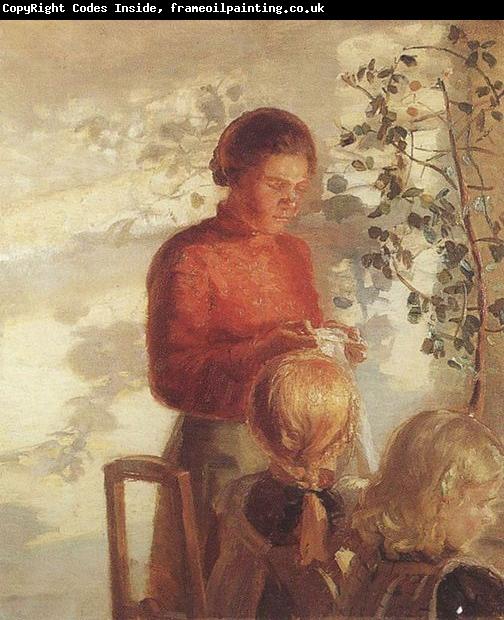 Anna Ancher Two Girls have Sewing Lesson